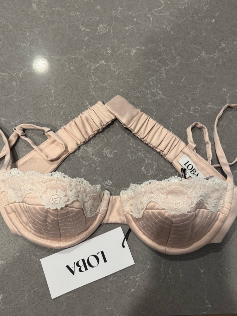 LOBA Pale Pink Lace-Trim Balconette Bra